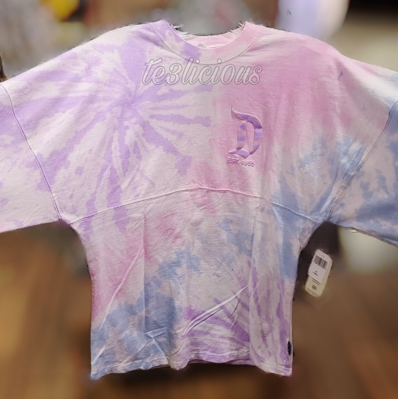 DISNEYLAND PASTEL PINK PURPLE TIEDYE SPIRIT JERSEY - Picture 3 of 4